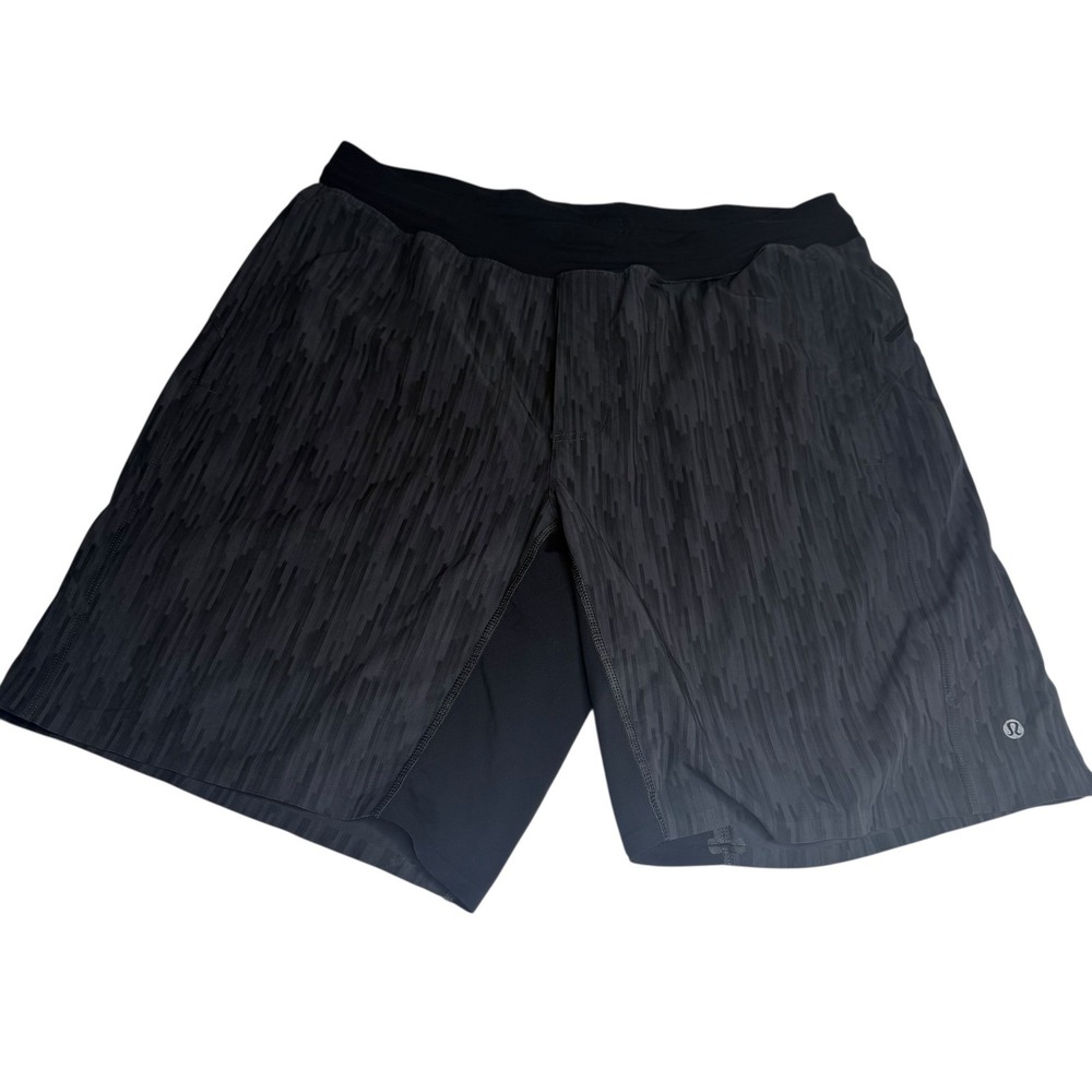 Lululemon Mens Athletic Shorts Size L Dark Grey Textured Pattern Liner - Picture 2 of 7